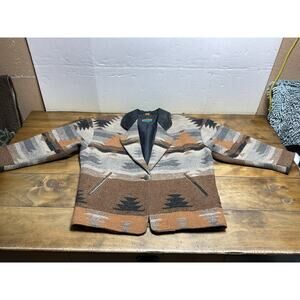Vintage Pioneer Wear Wool Blend Southwestern Tribal Aztec Coat Jacket Womens XL